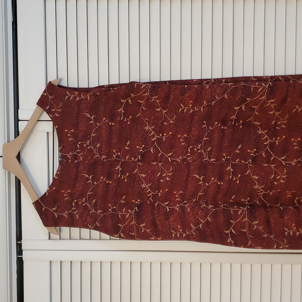 Leslie Fay Elegant Floral Sleeveless Burgundy Dress, Size 18 - Picture 5 of 13